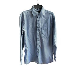 Ermenegildo Zegna Blue Geometric Dress Shirt Men's Size Large | 58-13